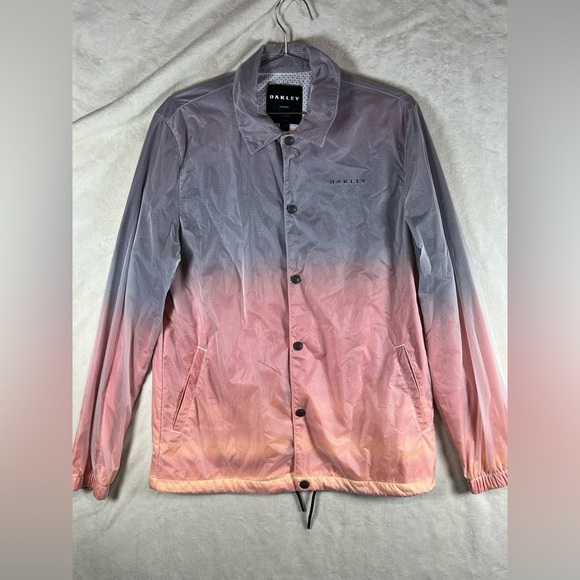 Oakley Medium Y2K INSANE Gradient Pink and Gray Men's Jacket Back Logo EUC - Picture 5 of 15